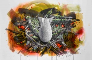Intervention 53 - Idylle mit Bombe (82x122cm)