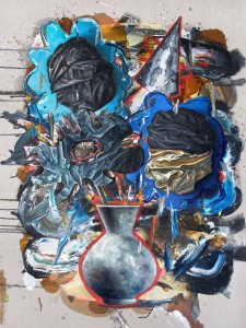 Intervention 137 - Still life with flowers and rocket (200x150cm)